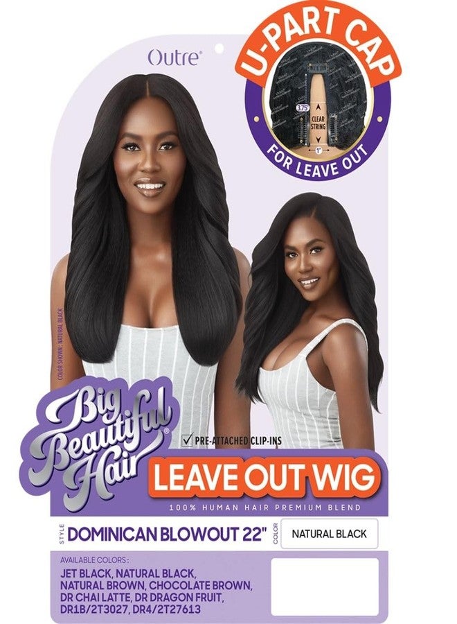 Outre Big Beautiful Human Hair Blend U Part Cap Leave Out Wig DOMINICAN BLOWOUT 22" (NBLK) - Image 2